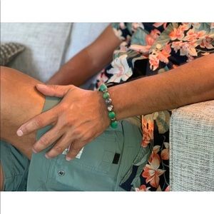 Men’s magnesite and lava bracelet.  One size